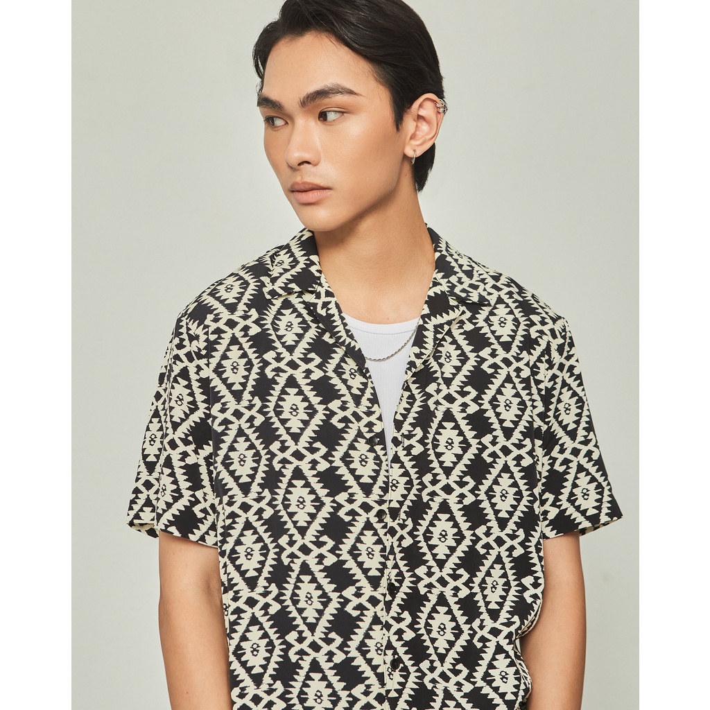 [Mã BMLTA50 giảm đến 50K đơn 99K] Áo sơ mi ngắn tay nam họa tiết mềm mịn HIGHWAY MENSWEAR Mono Aztec Cuban Shirt