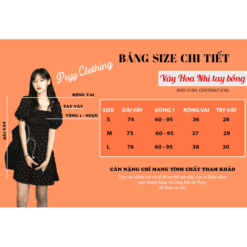 Váy hoa nhí tay phồng nhún ngực phong cách ulzzang Vitage Hàn Quốc V03 - Peyy Clothing | BigBuy360 - bigbuy360.vn
