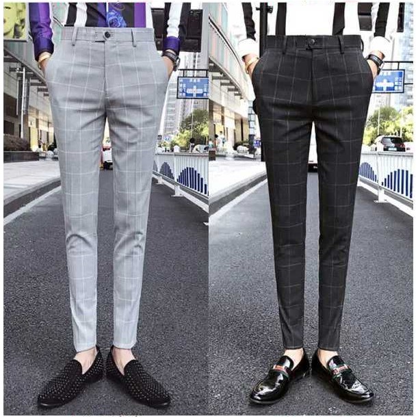 QUẦN TÂY NAM DÁNG BODY ỐNG CÔN 4 MÀU SỌC CARO ĐẸP HOT TREND