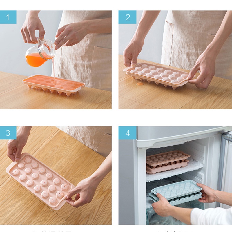 Khuôn Làm Đá/ Thạch/ Thạch Tròn 18/33 Có Vỏ An Toàn Tiện Dụng