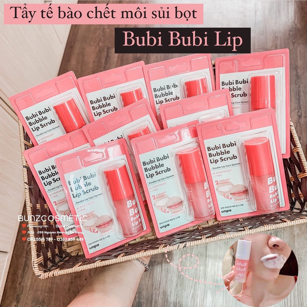 Gel sủi bọt tẩy tế bào chết môi Bubi Lip