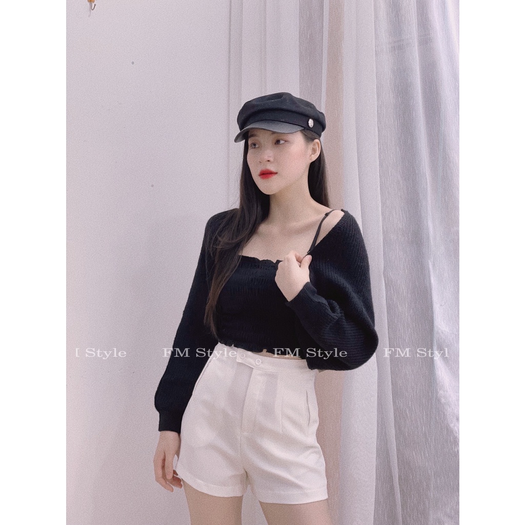 Áo khoác nữ croptop FM Style cardigan dáng ngắn tay bồng thời trang hàn quốc siêu xinh 211006080 | BigBuy360 - bigbuy360.vn