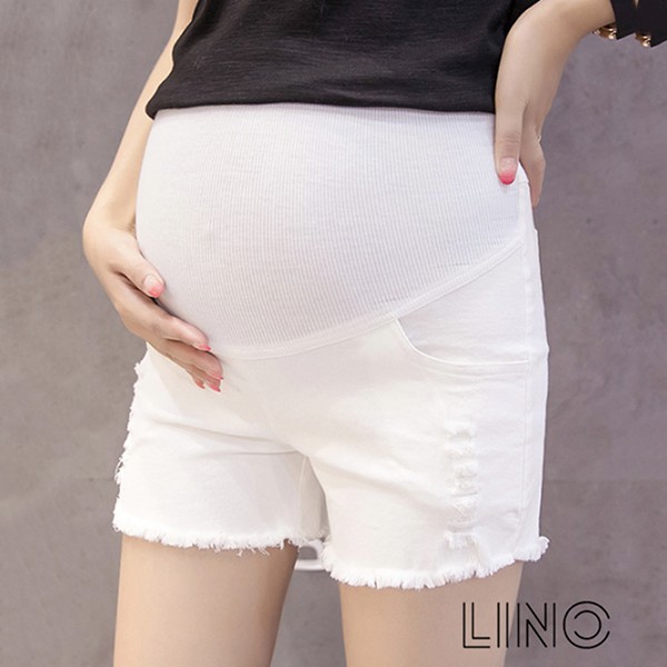 Quần short jean bầu co giãn [hình thật]