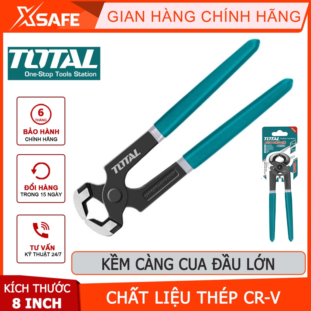 Kìm càng cua đầu lớn TOTAL THT290801 Kềm càng cua kích thước 200mm(8&quot;), chất liệu thép CR-V, đen bóng - [XSAFE]