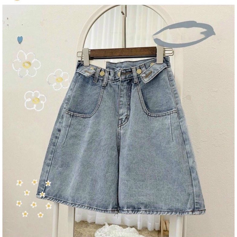 Quần Ngố Jeans Cạp Cao Phối Cúc Cài (ẢNH THẬT+VIDEO)