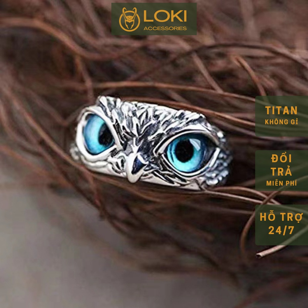Nhẫn Nam Nữ Thời Trang Unisex Eagle Ring Loki Accessories Màu Bạc Cao Cấp - Nhẫn Unisex Đẹp Cá Tính Chất Liệu Titan