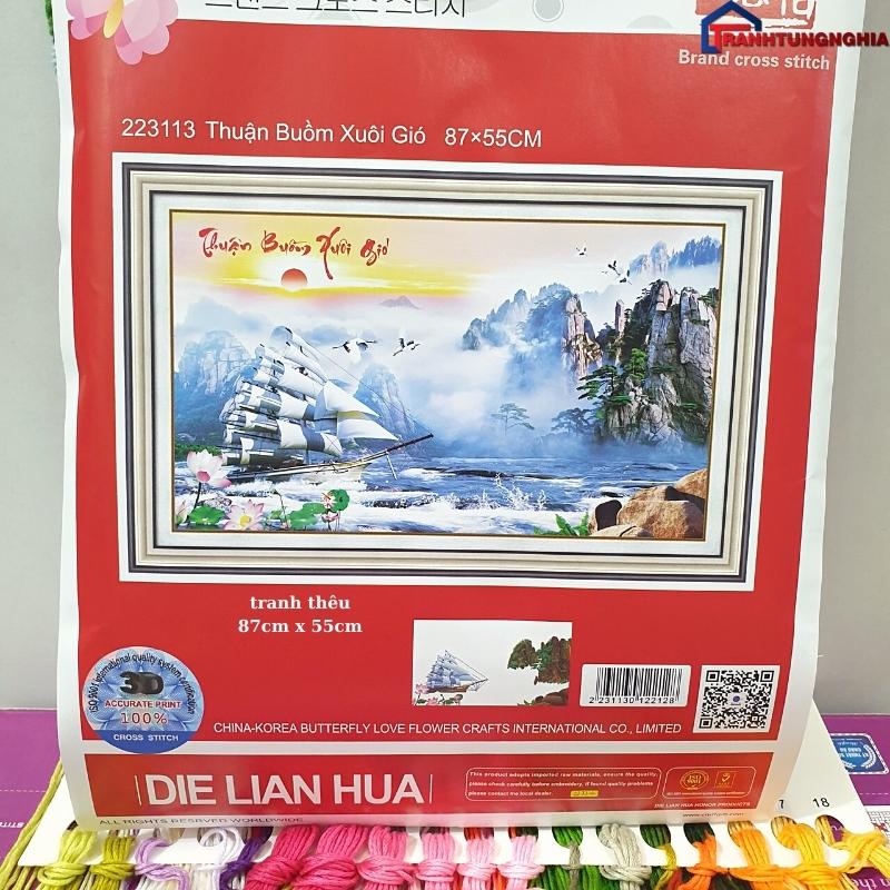 Tranh đính đá, tranh thêu chữ thập thuận buồm xuôi gió