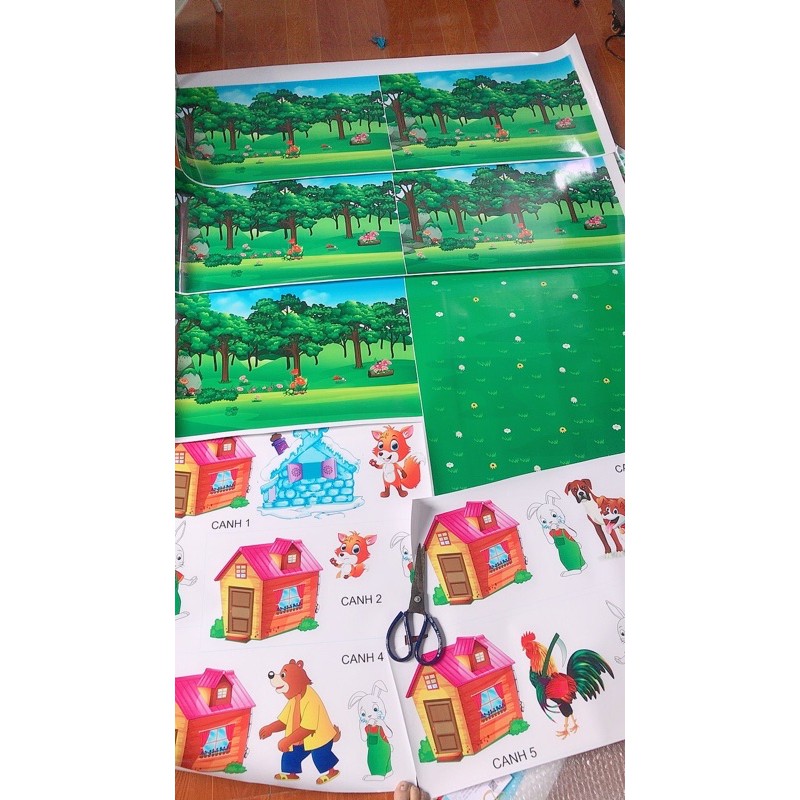 DECAL làm sa bàn: cáo thỏ và gà trống