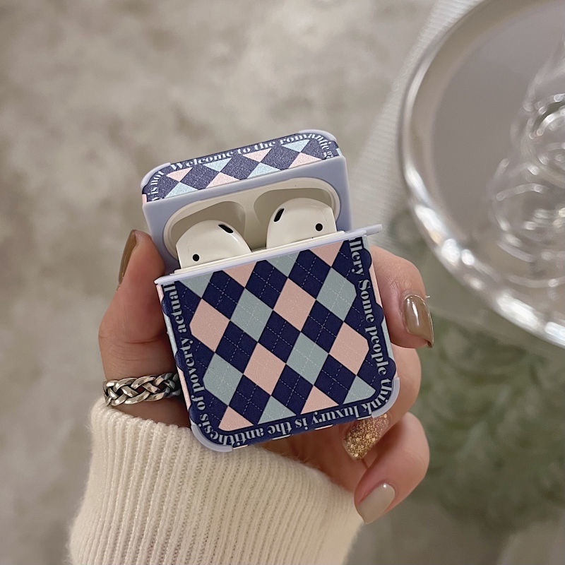 Vỏ Bảo Vệ Hộp Sạc Tai Nghe Airpods 1 2 3 Pro Bằng Da TPU Mềm Họa Tiết Kẻ Sọc Đơn Giản Dễ Sử Dụng 4 Choose