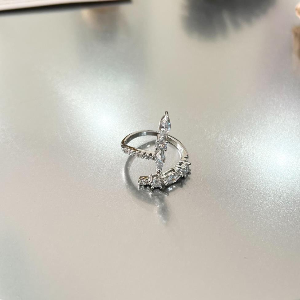 Nhẫn nữ titan mạ bạc S925 dáng Chữ Thập đính đá nhân tạo không phai màu trẻ trung thời trang Hàn Quốc, June accessories