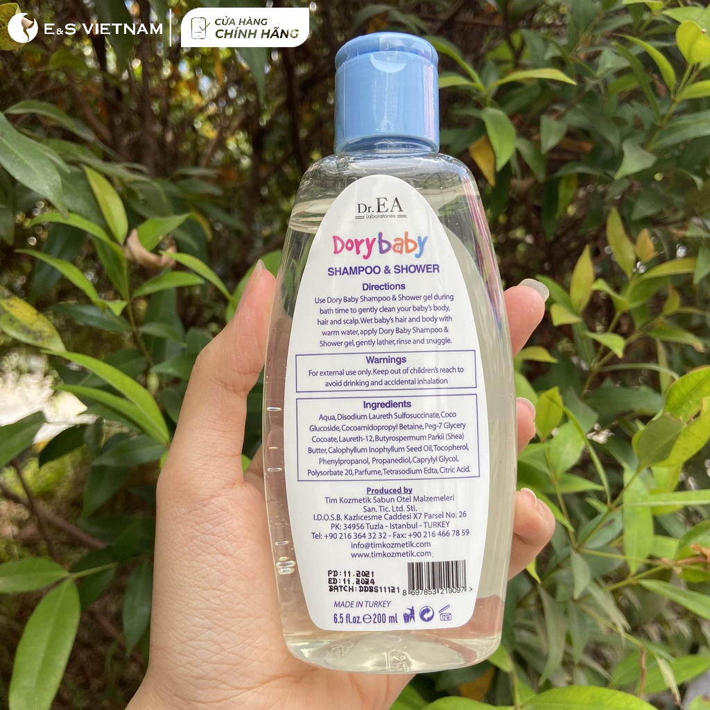 Sữa Tắm Gội Toàn Thân cho bé Dr.EA DORY BABY 200ml Dịu Nhẹ, Không Cay Mắt An Toàn Lành Tính