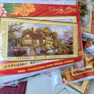 Tranh thêu chữ thập Ngôi nhà hạnh phúc kt 198*97cm(hình thật)