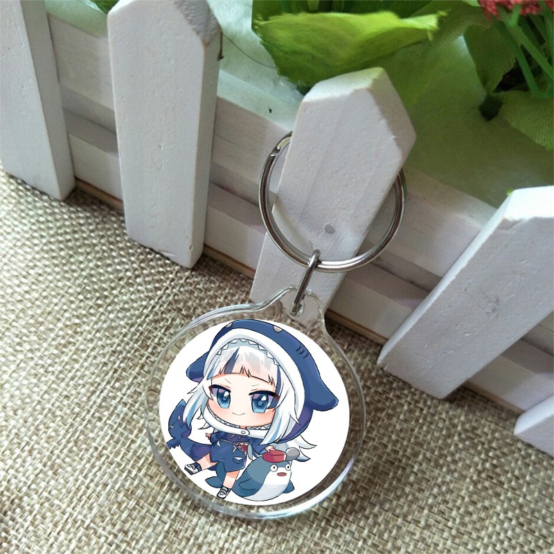 Móc khóa IN HÌNH GAWR GURA Hololive Vtuber anime chibi xinh xắn