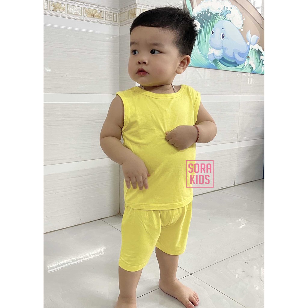 đồ bộ ba lỗ bé trai, bé gái Minky Mom vải thun lạnh, bộ 3 lỗ cho bé mặc nhà mùa hè