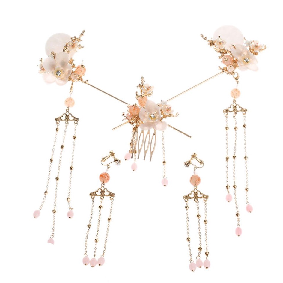 Trâm cài tóc nữ cổ trang hoa đính đính ngọc trắng mới 9/2022 Giangpkc Phụ kiện cưới Giang