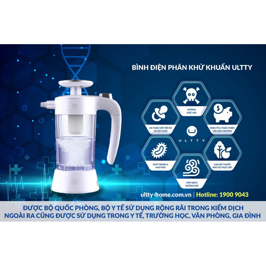 Bình điện phân ULTTY - Sản xuất dung dịch Anolyte diệt vi khuẩn - Hàng chính hãng