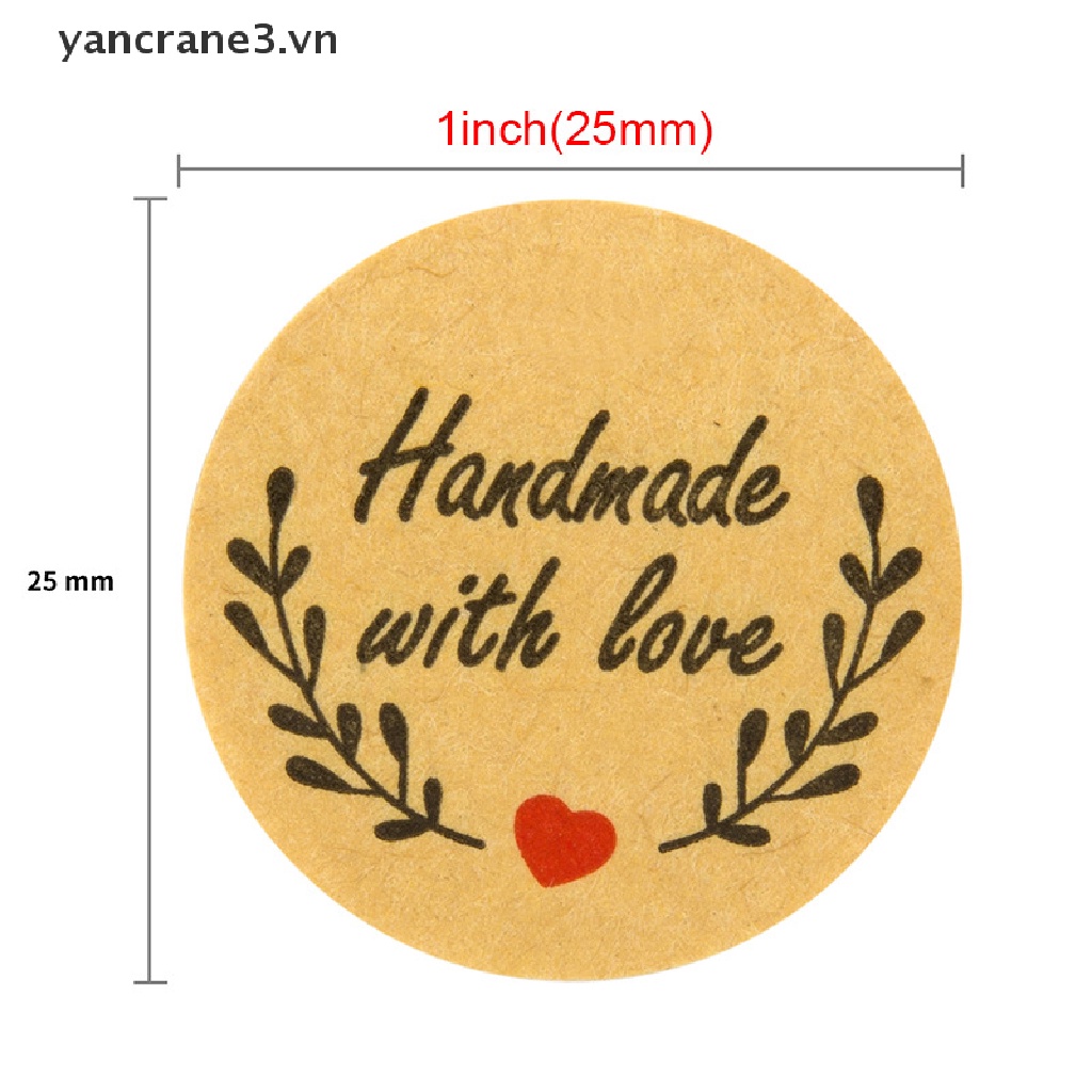 Cuộn 500 miếng dán in chữ tự làm With Love Thank you độc đáo dùng trang trí tiệc
