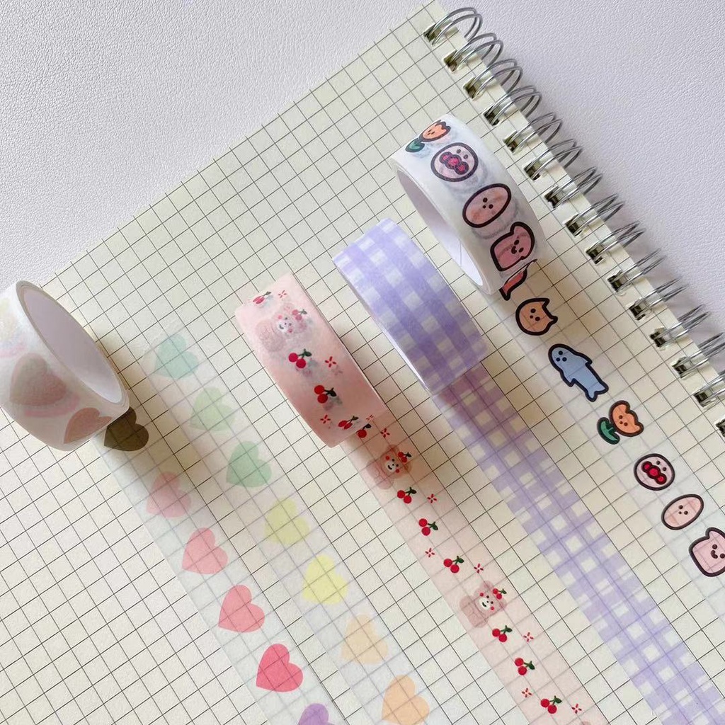 Băng Keo Giấy Dán Trang Trí Sổ Tay In Chữ Condom Love Và Trái Tim Kiểu Hàn Quốc