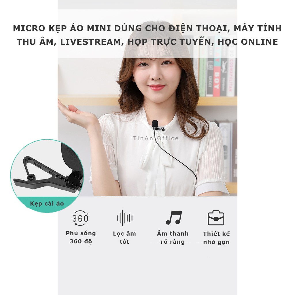 Micro Kẹp Áo Mini Cho Điện Thoại, Máy Tính, Dùng Thu Âm, Livestream, Họp Trực Tuyến, Học Online