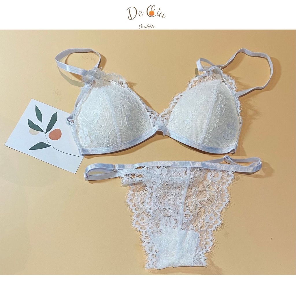 Set đồ lót ren không gọng sexy màu trắng | BigBuy360 - bigbuy360.vn