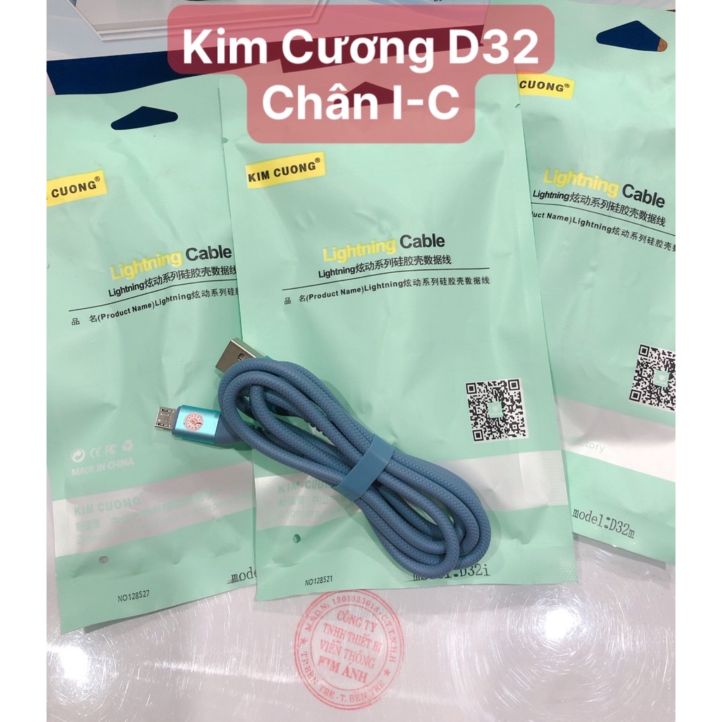 Dây sạc nhanh Kim Cương D32 1.2 mét , chân M- I- C  - Hàng chính hãng