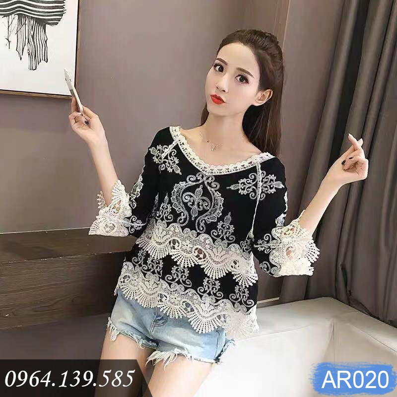 [SALE] - Áo phối ren thêu họa tiết nổi, dùng đi biển, du lịch, mặc ngoài bikini áo tắm, mẫu mới 2021 | AR020 | BigBuy360 - bigbuy360.vn