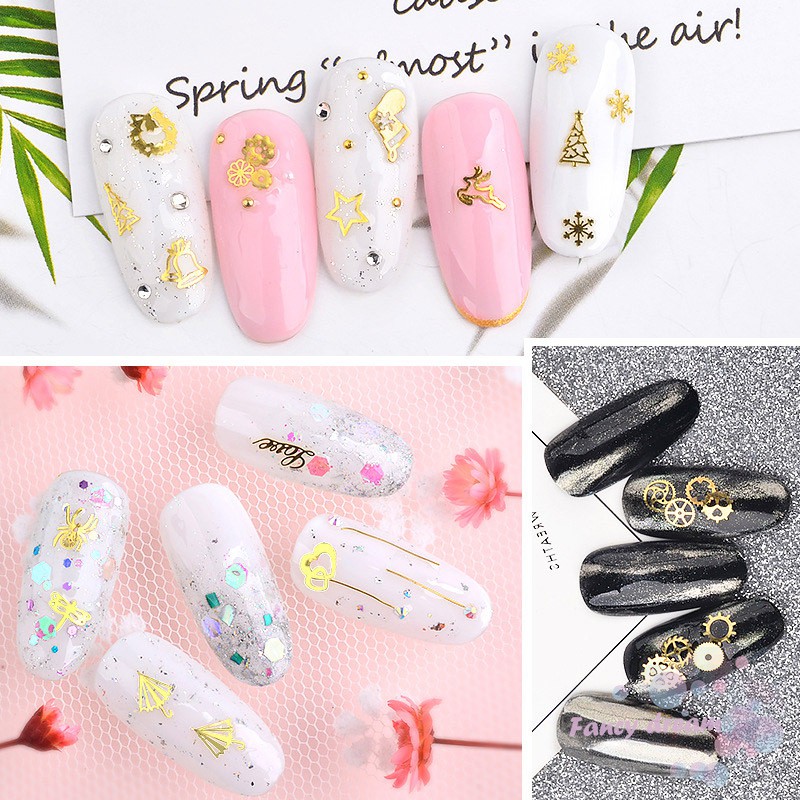 ✓FD Nail Art Decoration Sticker DIY Manicure Accessories Christmas Gold Sequins for Women