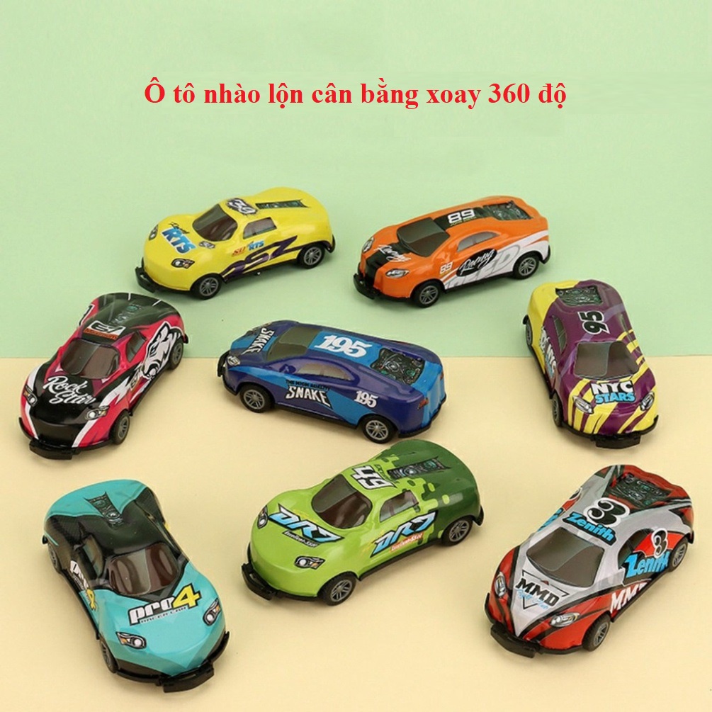Đồ chơi mô hình xe o tô đua bật nhảy nhào lộn cân bằng xoay 360° chạy cót