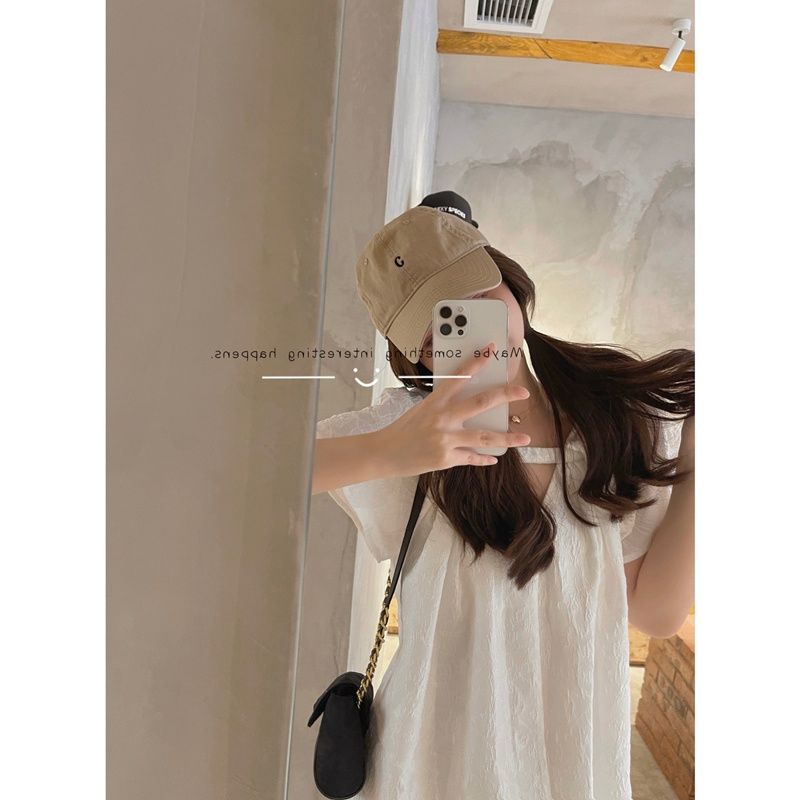 ♠Đầm Búp Bê Tay Phồng Cổ Chữ v Form Rộng Phong Cách Pháp Thời Trang Mùa Hè Cho Nữ