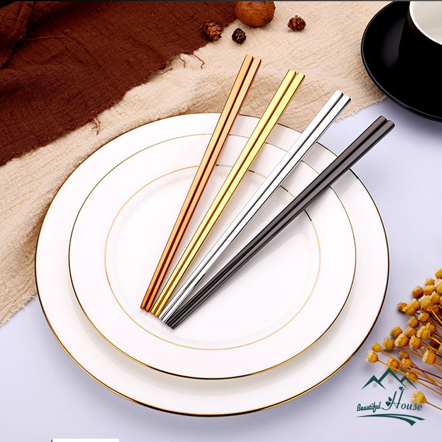 Inox 304 Đặc Ruột - Hai Màu Trắng Và Vàng - Set 5 đôi, 10 đôi