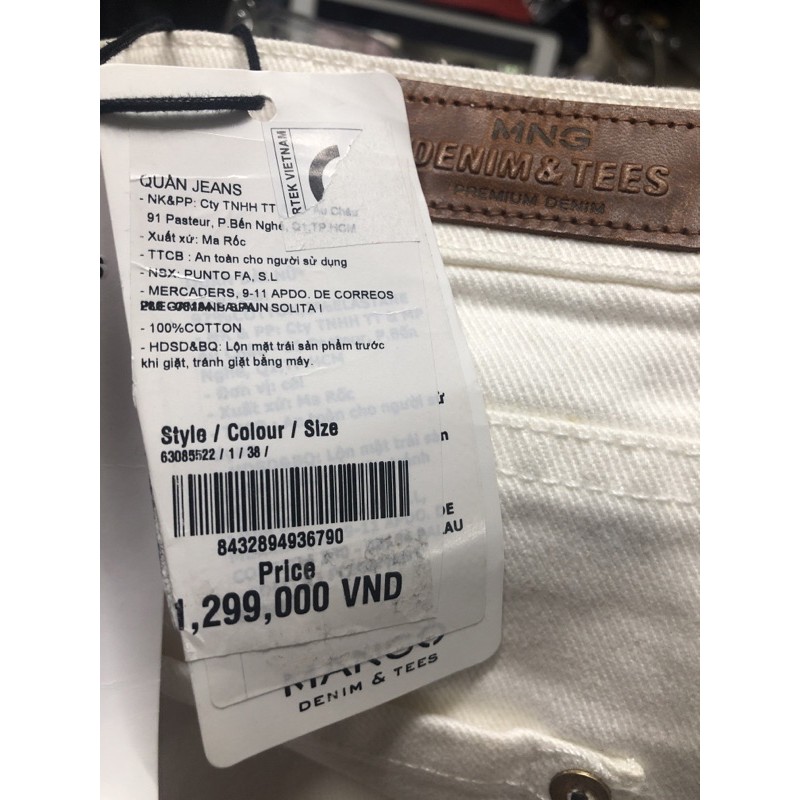 Quần jeans nữ Mango auth size 38