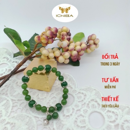 Vòng tay chuỗi hạt màu xanh bích phối thời trang 8mm