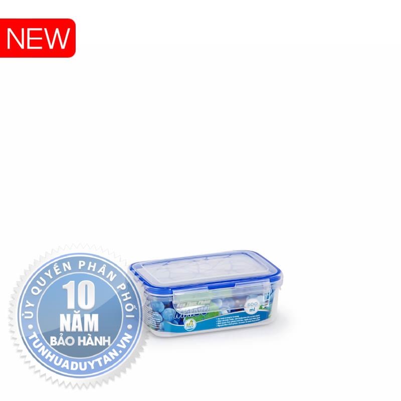 [COMBO 2 HỘP] Hộp Nhựa Chữ Nhật 500ML Nắp Gài 4 cạnh Đựng Thực Phẩm Matsu Duy Tân dùng được trong lò vi sóng