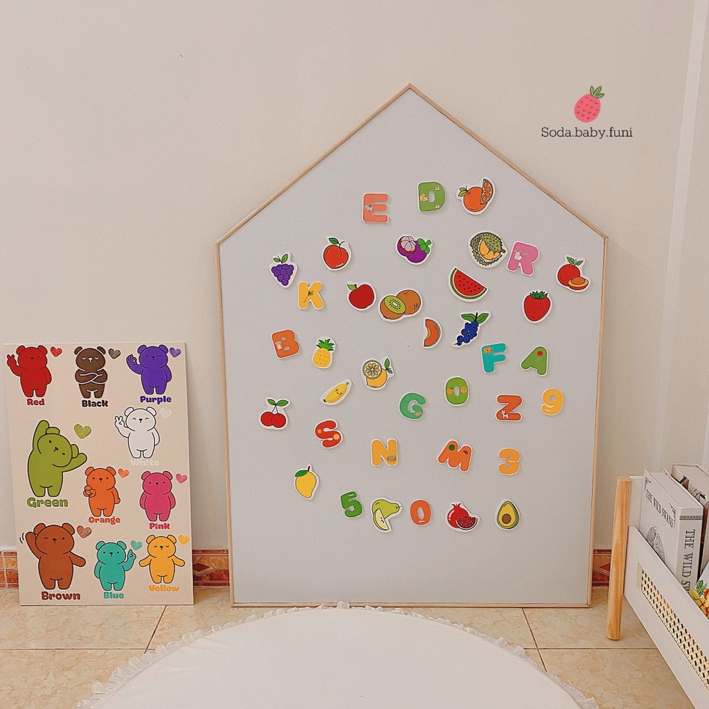 60x80cm Bảng vẽ từ tính, bảng từ cho con học vẽ - viết, đếm số, bảng viết phấn, nam châm, sticker bảng từ