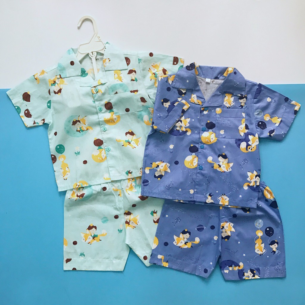 Pijama đùi cho bé vải cotton hút mồ hôi Hoàng tử bé size 14-35kg