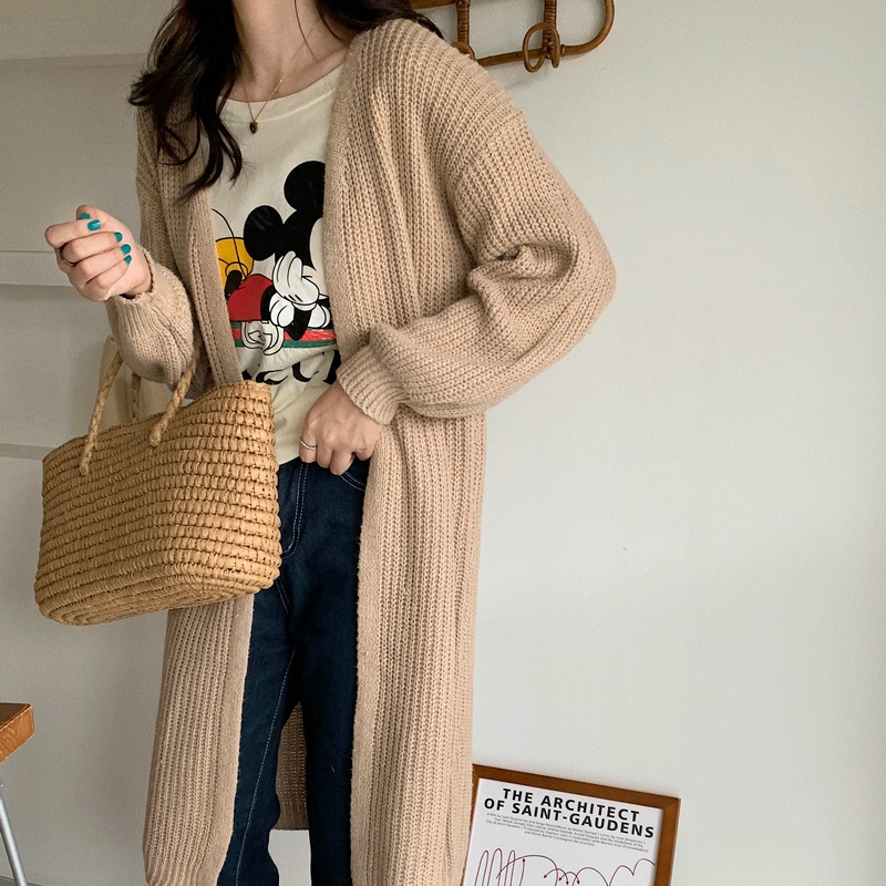 SUXI Áo Khoác Cardigan Bằng Vải Dệt Kim Dáng Rộng Rãi Phong Cách Cổ Điển Hàn Quốc Sành Điệu Cho Nữ