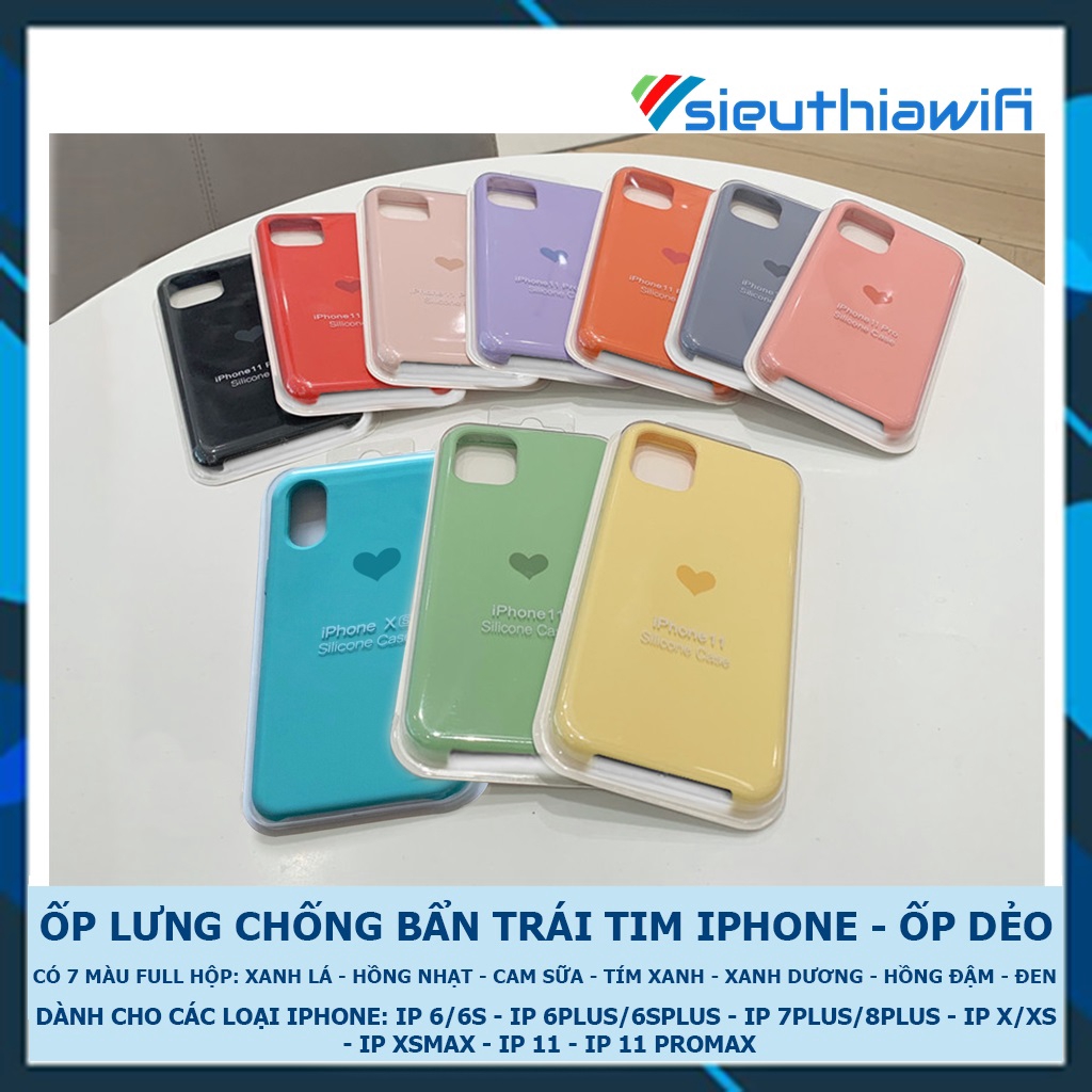 Ốp lưng iphone chống bẩn Tim 5/5s/6/6plus/6s/6splus/7/7plus/8/8plus/x/xr/xs/11/12/pro/max/plus/promax - Awifi Case GT-B