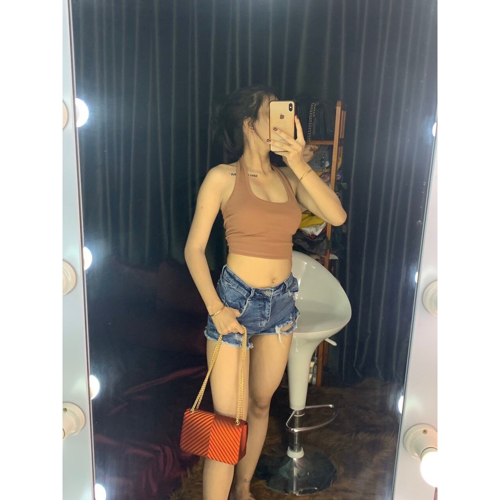 [HÌNH THẬT] ÁO YẾM CỘT CỔ TRƠN BASIC THUN NỮ CROPTOP ÔM BODY HOT GIRL ULZZANG HÀN QUỐC SWAG CHẤT 48