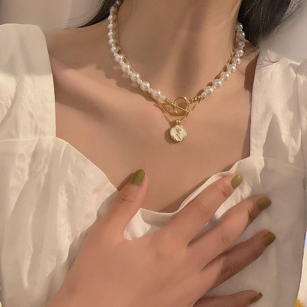 Vòng Cổ Choker Hai Lớp Mặt Hoa Hồng Phong Cách Cổ Điển Cho Nữ