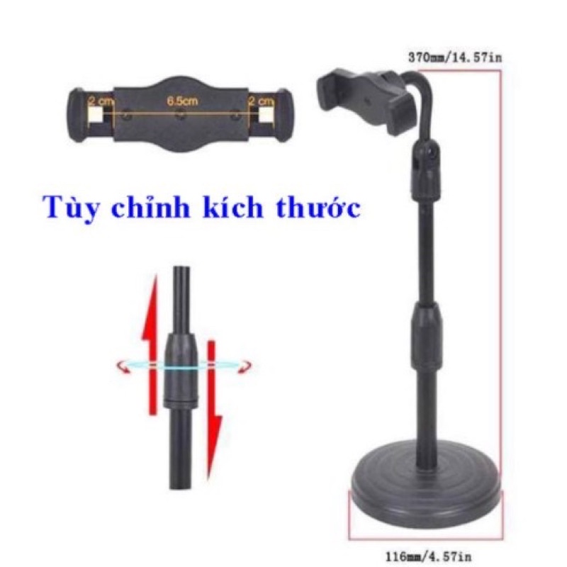 Giá đỡ điện thoại livestream xem video xoay 360 độ, đế nặng không đổ