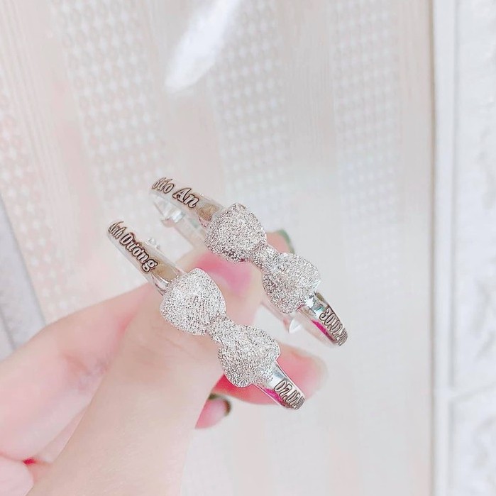 Lắc tay nơ Bạc S99 miễn phí khắc chữ  - Lắc tay trẻ em Bạc S99 khắc tên theo ý muốn  - Vàng Bạc Khải Khải