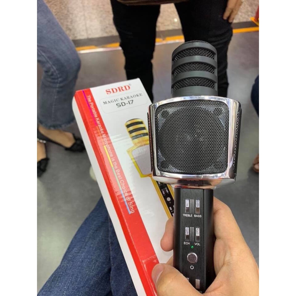 Micro Karaoke Bluetooth SD-17 ♥️Freeship♥️ Giảm 30k khi nhập MAYT30 - Micro bluetooth mic hát karaoke SD chính hãng