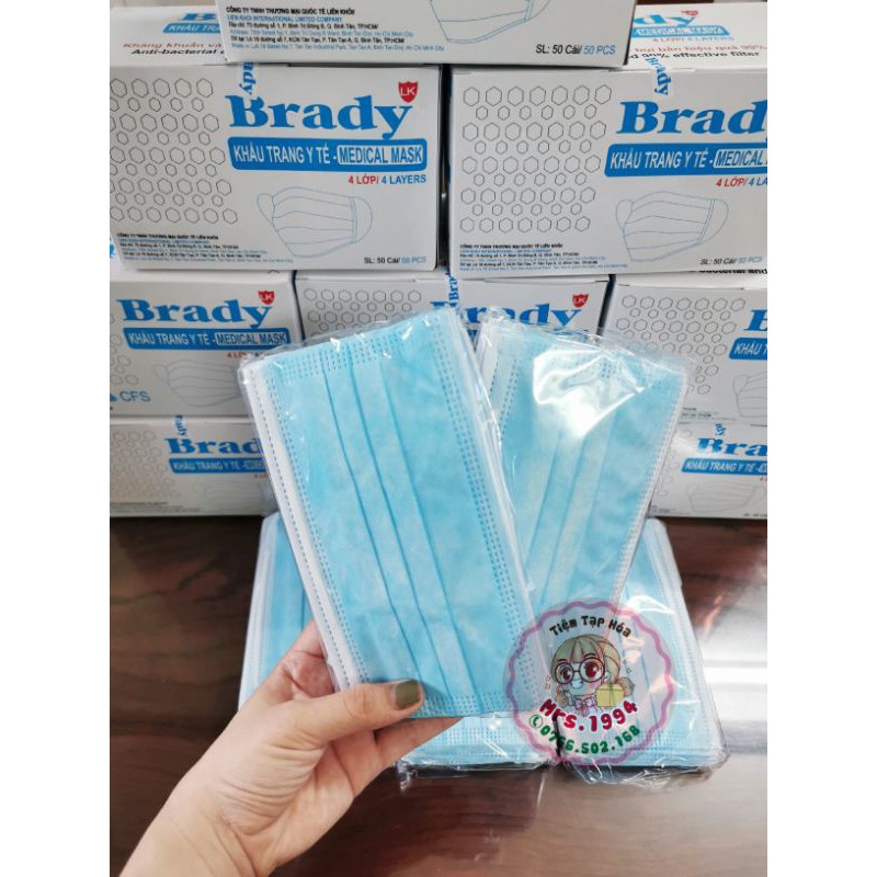HỘP KHẨU TRANG Y TẾ 4 LỚP BRADY - TRẮNG VÀ XANH