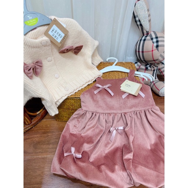 Set váy nhung cao cấp cho bé gái