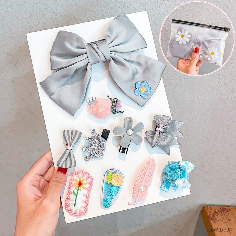 Bộ 10 Kẹp Tóc Hình Nơ Đáng Yêu Thời Trang Cho Bé Gái
