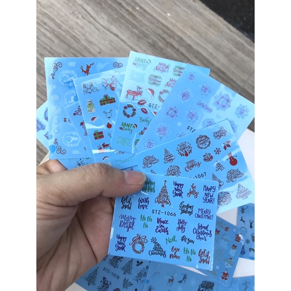 Sticker nước Noel dán móng-bông tuyết Giáng sinh màu vàng-set 16 tấm