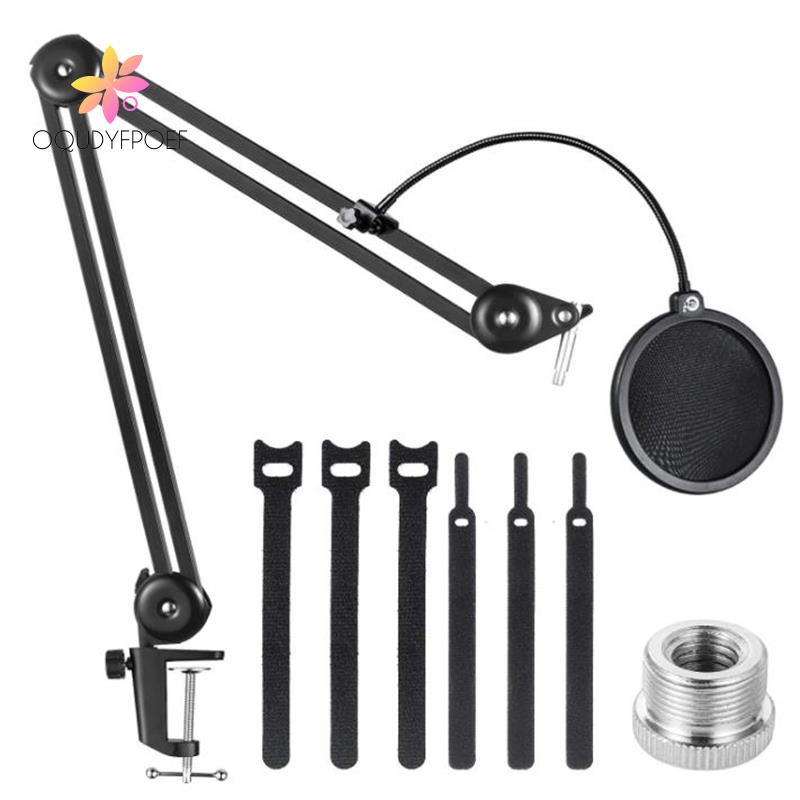 Bộ giá đỡ micro có tay cầm kéo + lưới chắn gió thổi và dây cáp