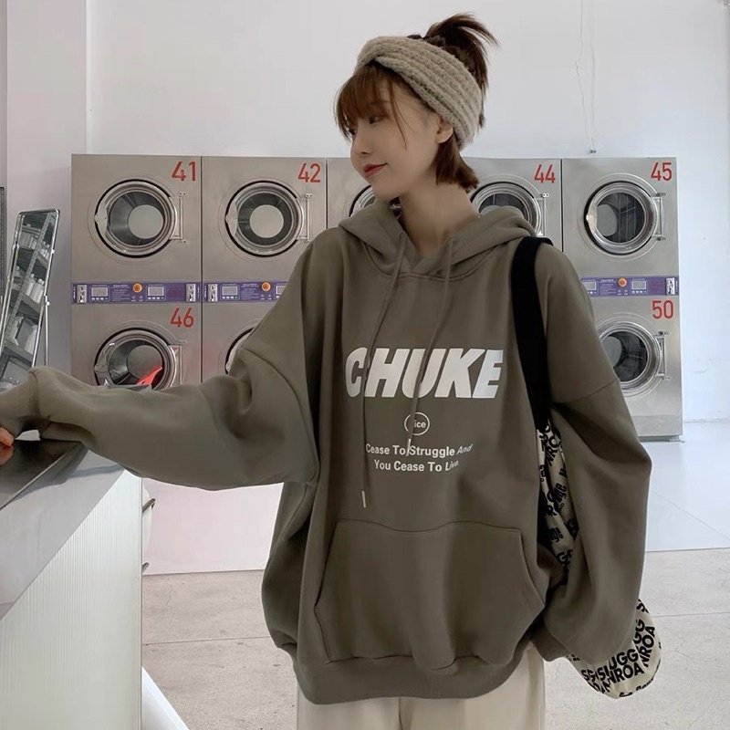 [ ẢNH THẬT ] ÁO HOODIE NỈ XANH CHUKE FORM RỘNG TAY BỒNG OVERSIZE