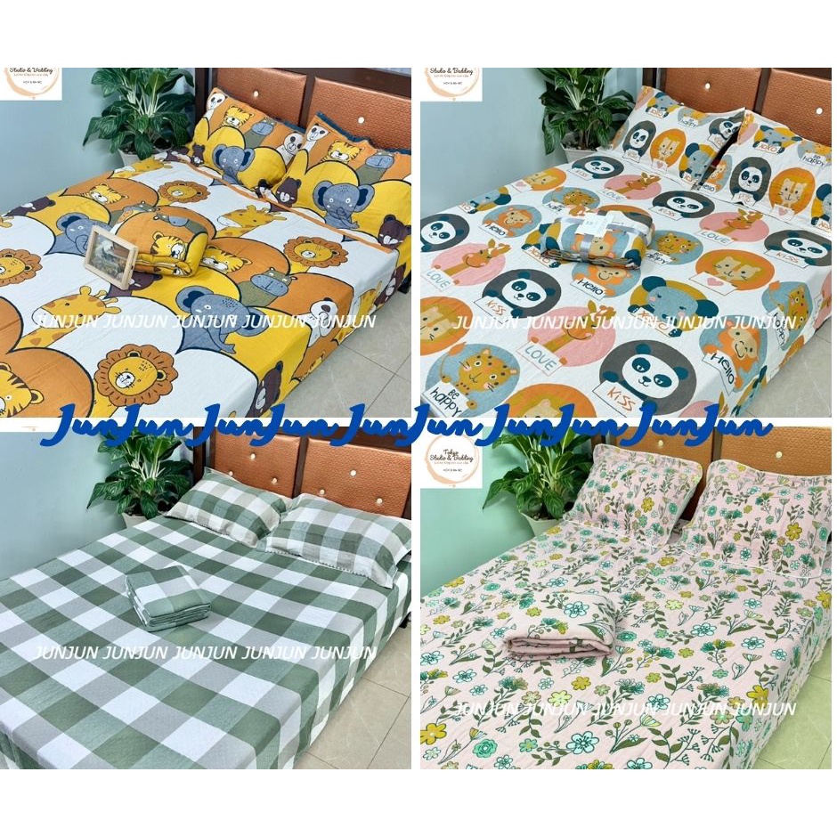 (3)TH Set Chăn Ga Gối vải Xô Organic cotton sợi tre