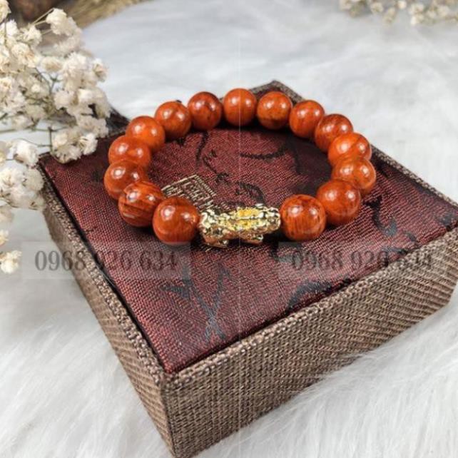 Vòng tay gỗ huyết long 💖FREE SHIP💖 Vòng đeo tay tỳ hưu 12 li huyết rồng phong thủy - tài lộc - may mắn